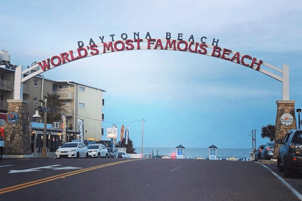 Sign that reads Daytona Beach World's Most Famous Beach. 
