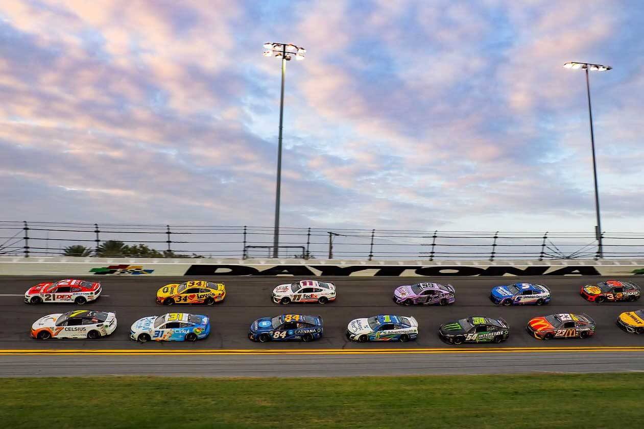 Race Cars on Daytona International Racetrac.