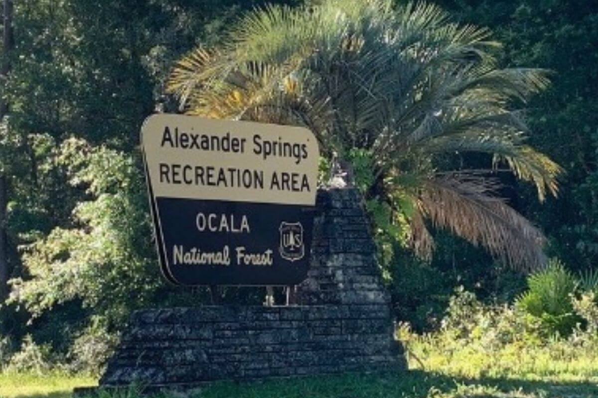 Alexander Springs sign at Ocala National Forest.