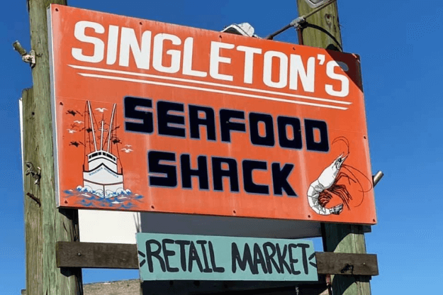 Photo of a sign at Singleton's Seafood Shack