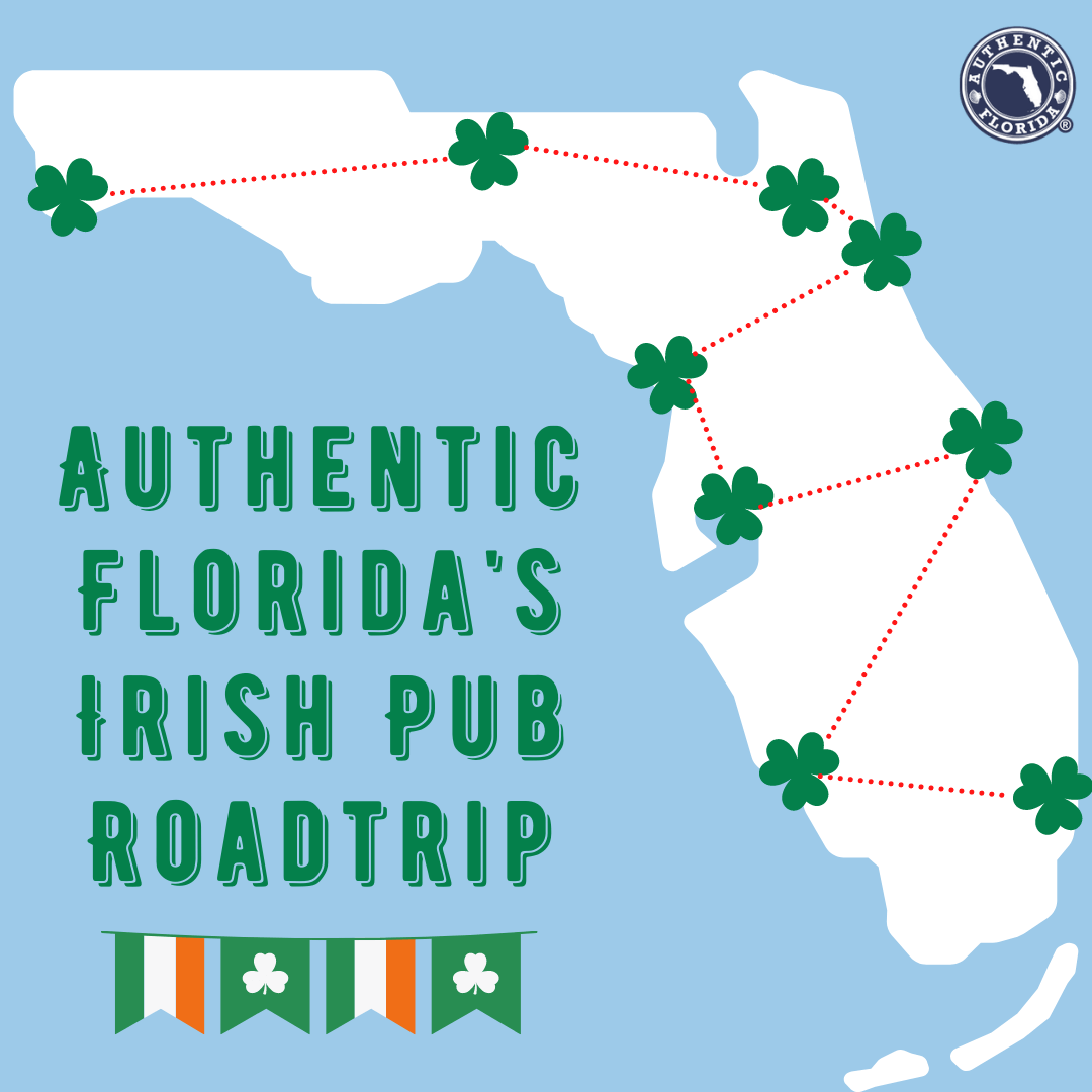 A map of Florida showcasing Irish Pub locations throughout the state