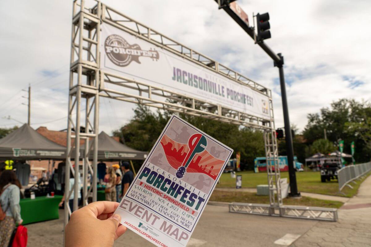 event map being held in front of Jax PorchFest entrance