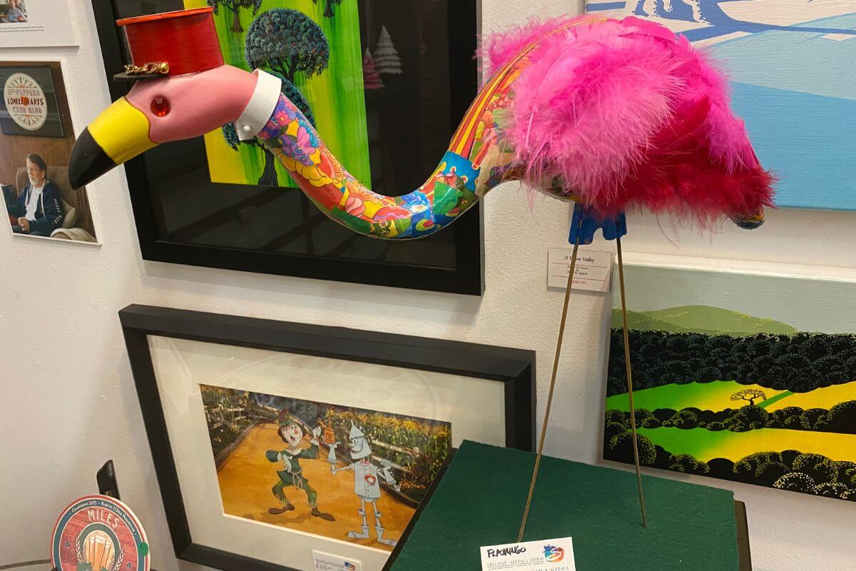 Flamingo art at Gallery on First.