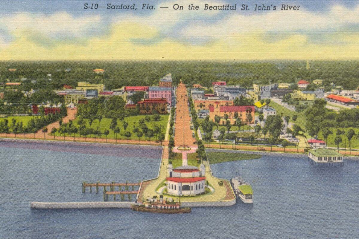 Sanford Florida on the beautiful St Johns River vintage postcard.