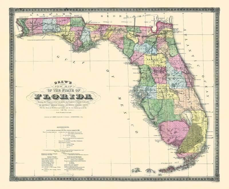 Drew's New Map of the state of Florida