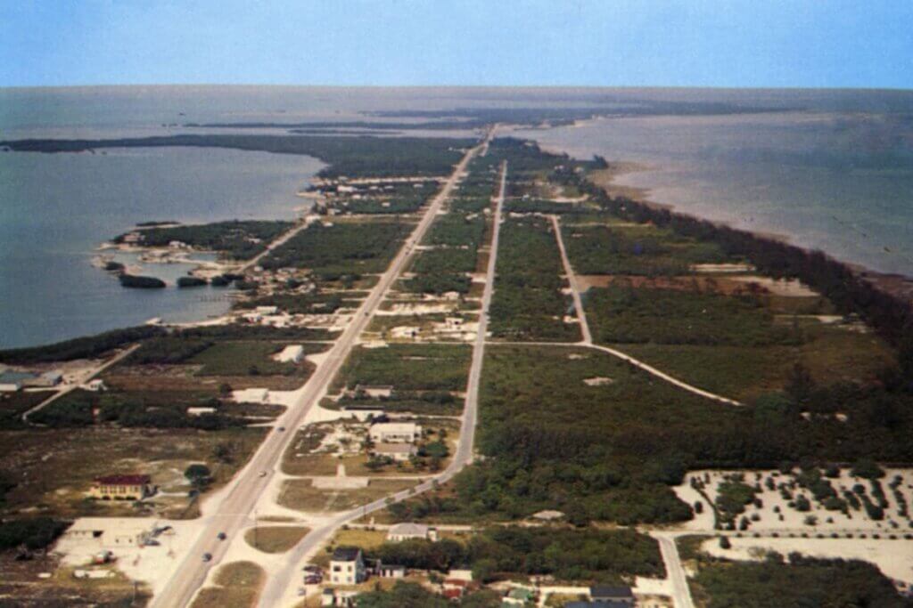 Key Largo aerial shot from the 1950s