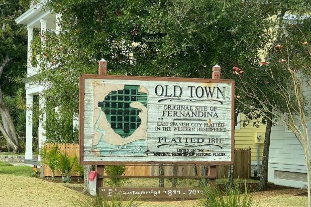 Old Town Original Site of Fernandina Sign in Northeast Florida