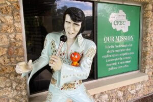 Elvis Presley statue in front of Inglis Chamber of Commerce
