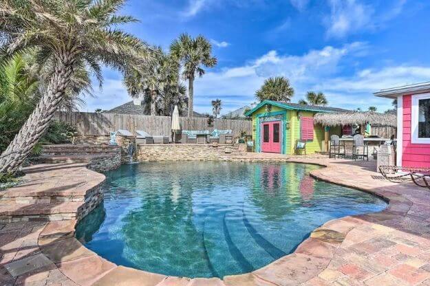 Pool in the backyard of a beach home at a Unique Florida Airbnb. 