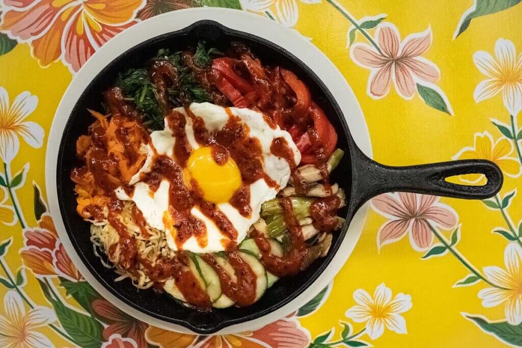 Skillet with food in it from Cafe Verde 
