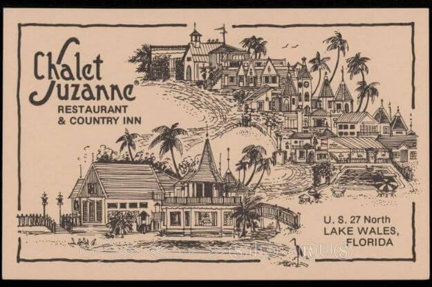 Vintage postcard of Chalet Suzanne one of the Old Florida Restaurants