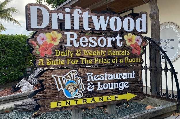 Driftwood Resort sign in Vero Beach.