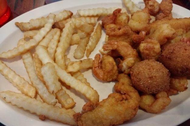 Fat Bellys shrimp platter in White Springs. 