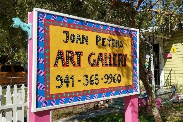 Sign at Joan Peters Art Gallery. 