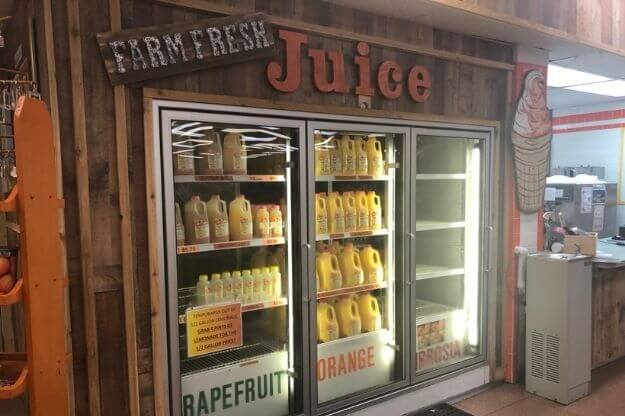 Photo of refrigerated juice at Mixon Fruit Farms