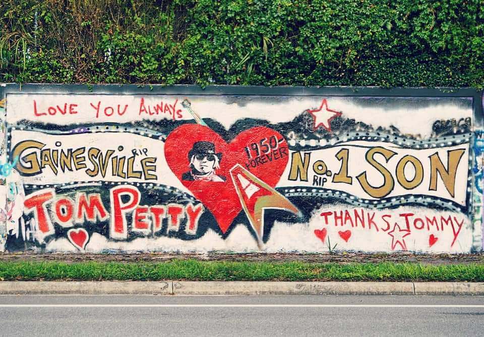 Mural honoring Tom Petty in Gainesville. 