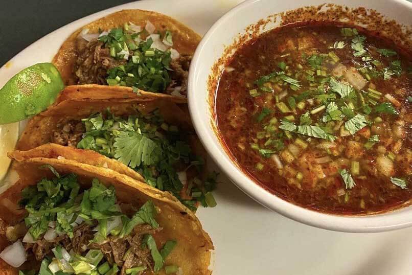 El Molcajete Soup and tacos