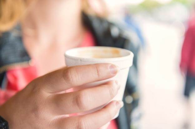 Photo of cuban coffee in styrofoam cup purchased in Little Havana