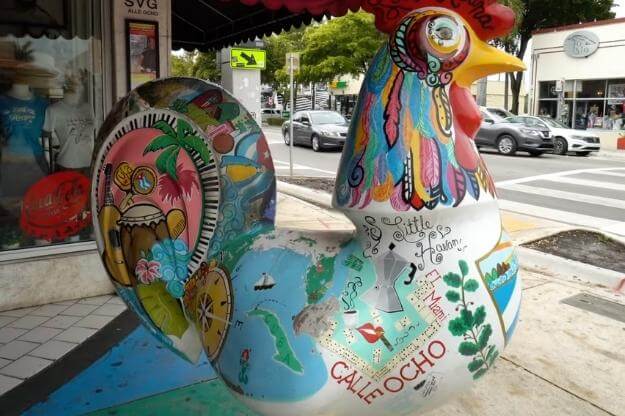 Photo of a Calle Ocho painted rooster in Little Havana