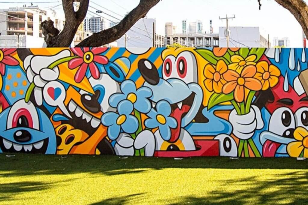 Wynwood Wall with characters and flowers