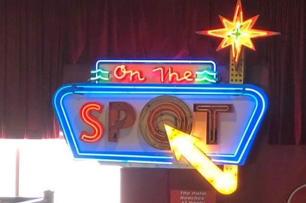 Silverball Museum Delray Beach Florida On The Spot sign.