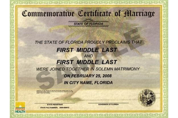 Commemorative Certificate of Marriage. 