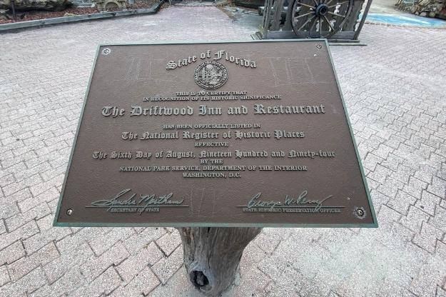 Historic plaque at Driftwood Resort at Vero Beach.