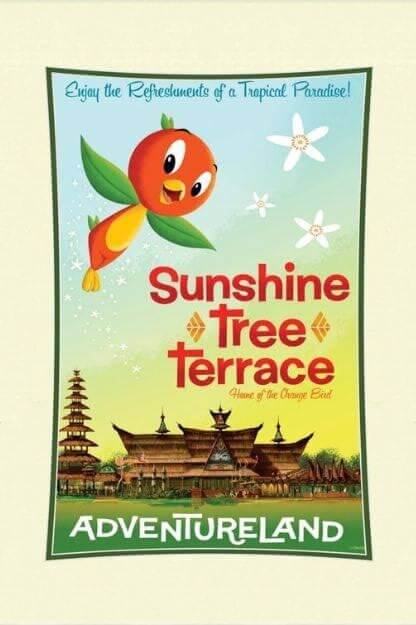 flyer from Sunshine Tree Terrace with Orange Bird