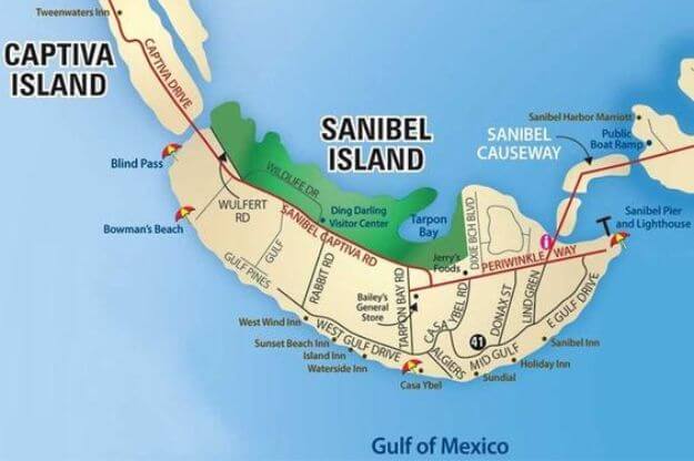 map of Sanibel Island.