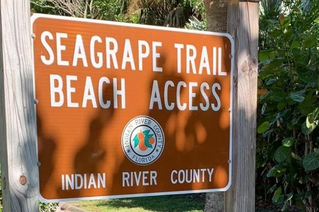 Seagrape Trail Beach Access Sign.