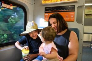 Photo of family taking Sunrail to the Central Florida Zoo