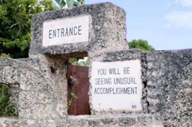 Entrance to Coral Castle. 