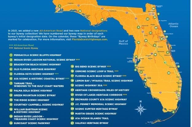 2022 Florida Scenic Highways Map 