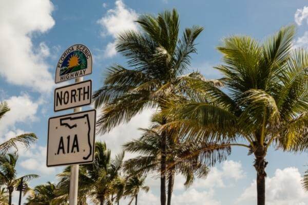 A1A North Florida scenic highway sign