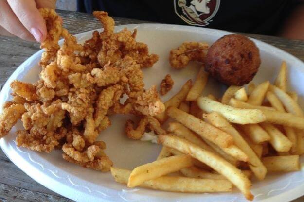 Fried clams and fries at Olde Fish House in Matlacha.