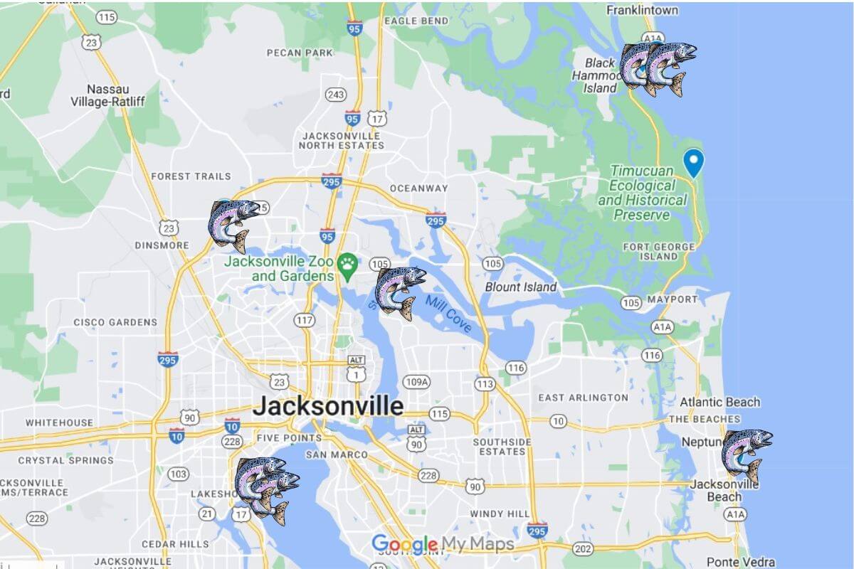 Jacksonville Fishing Map.