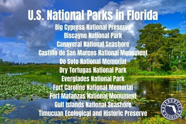 11 U.S. National Parks in Florida. 