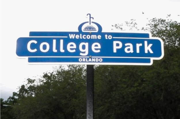 Welcome to College Park sign. 