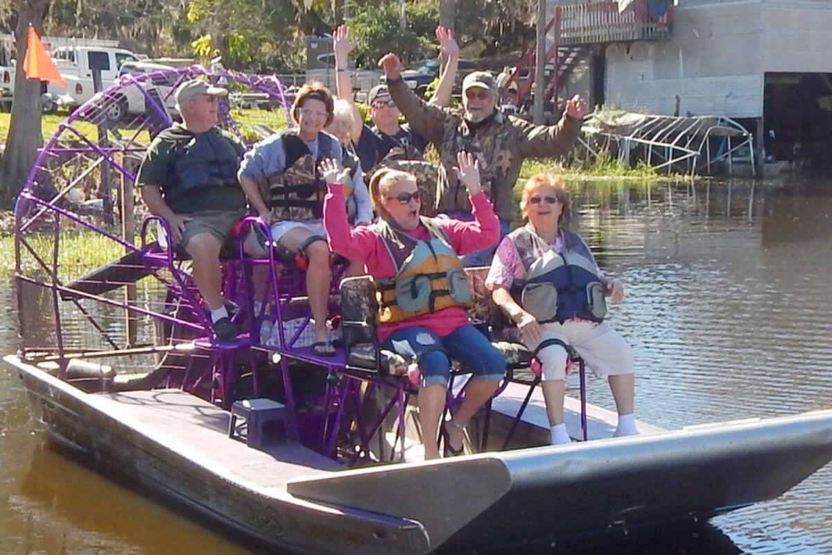 People on airboat tour. 