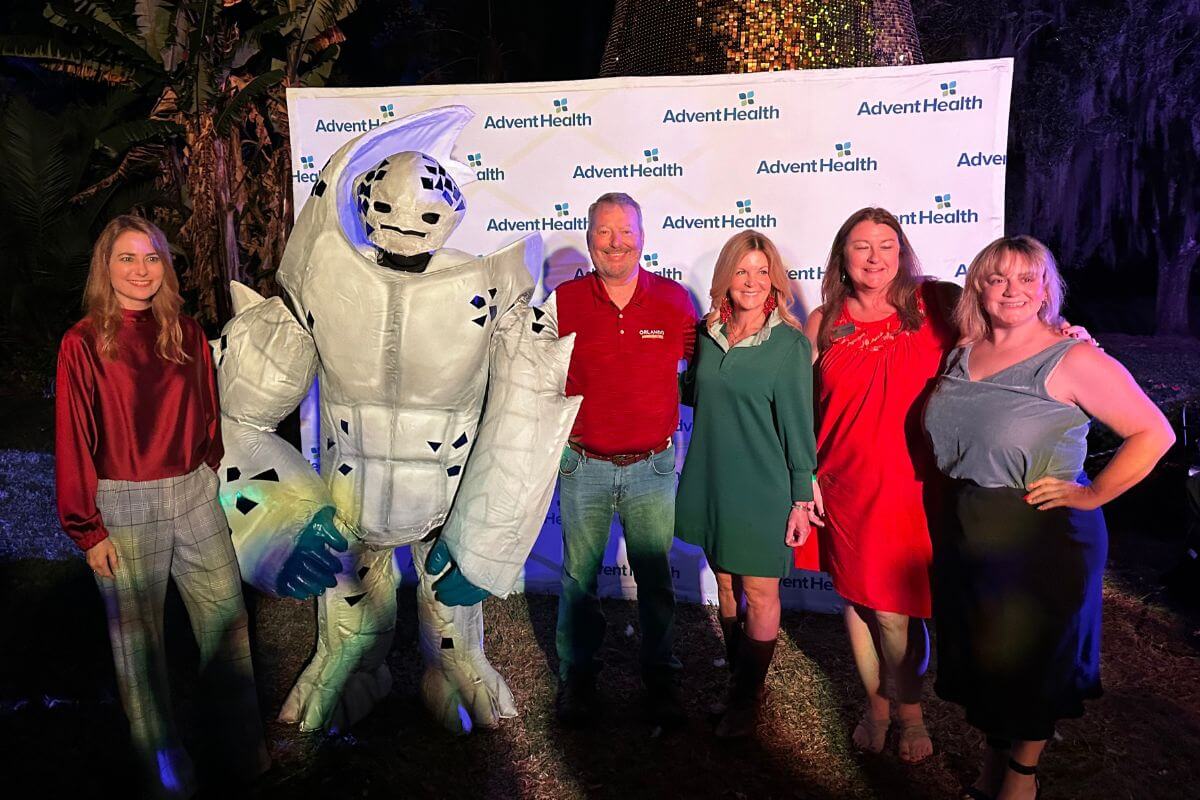 Ice Creature with Orlando Mayor Buddy Dyer and friends at Dazzling Nights.
