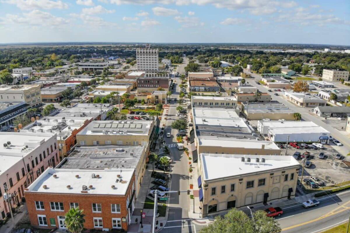 Aerial view of Downtown Lake Wales.