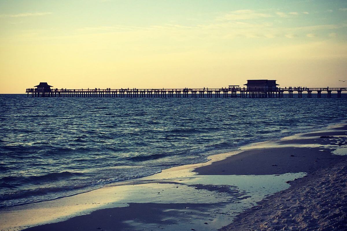 view of Naples Pier from beach