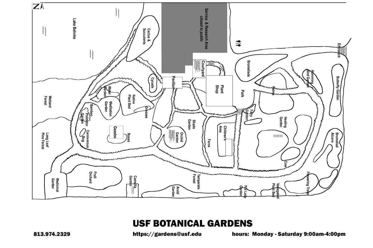 USF Botanical Gardens map