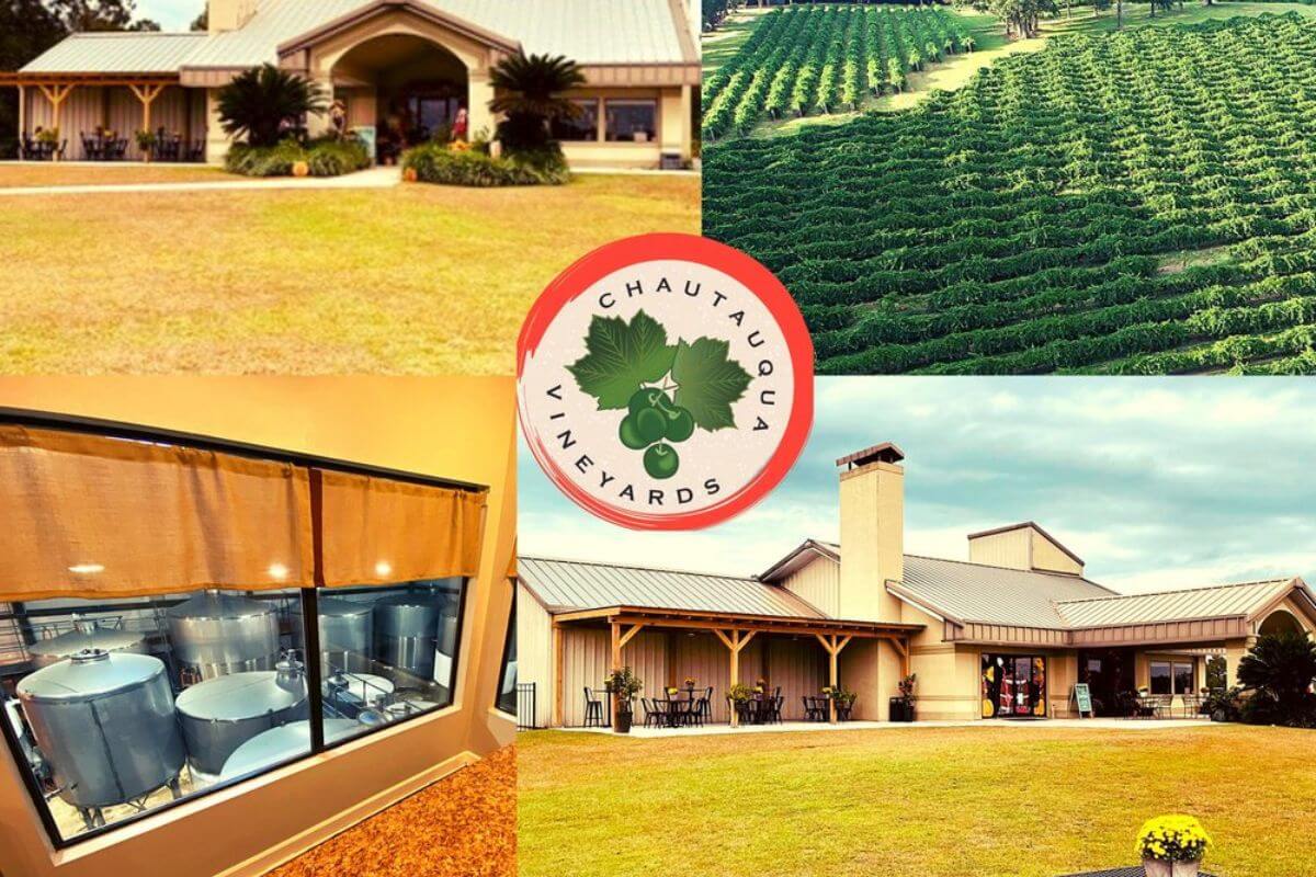 photo collage of Chautauqua vineyard and winery