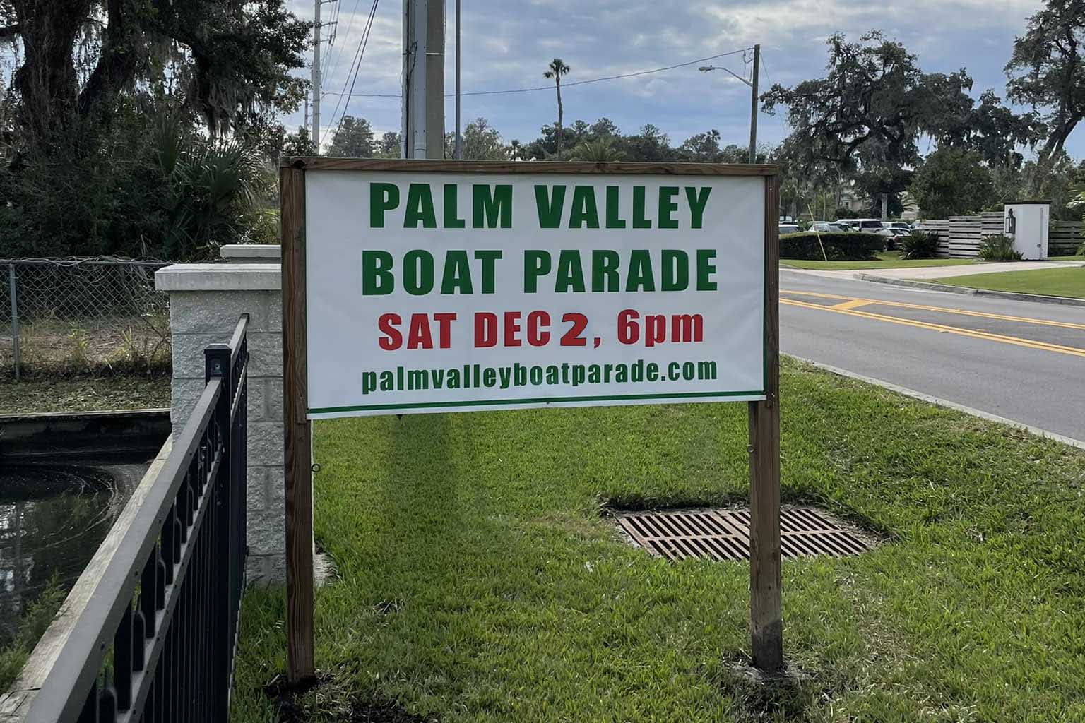 Palm Valley Boat Parade Sign. 