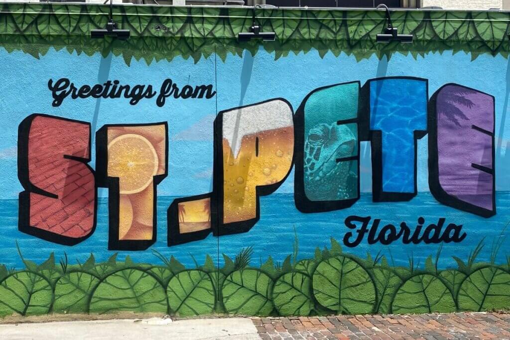 St Pete Greetings Mural in downtown St Pete