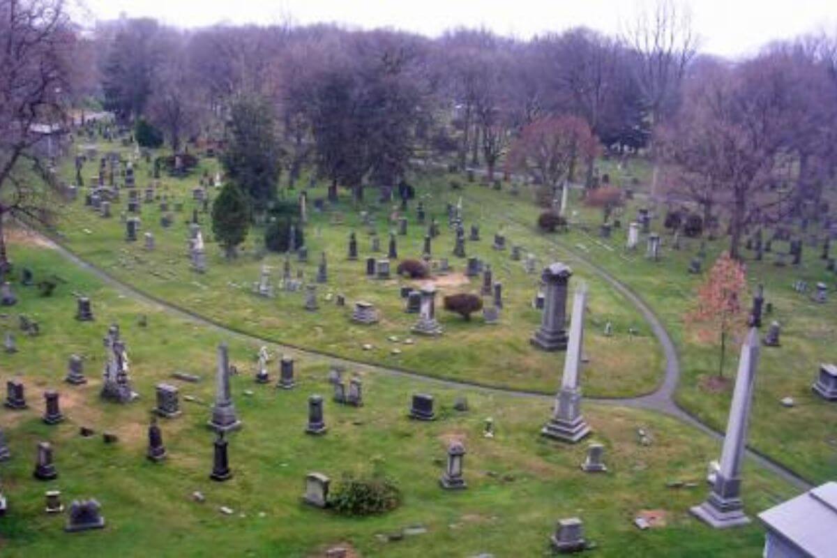 aerial view of cemetery.