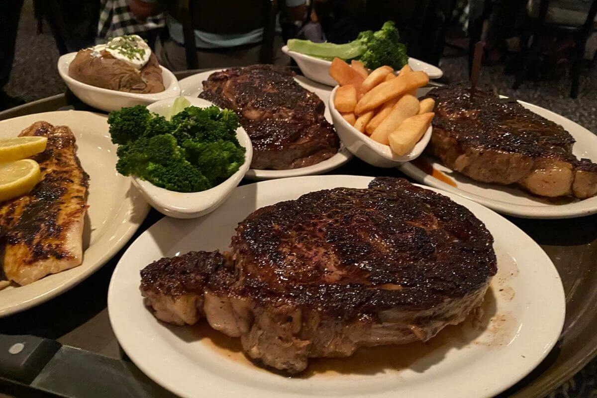 steak dishes and sides.