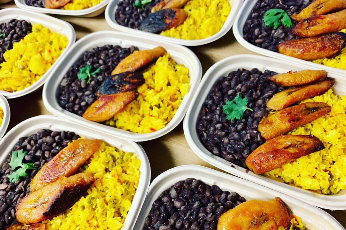 rice, beans, and plantains.