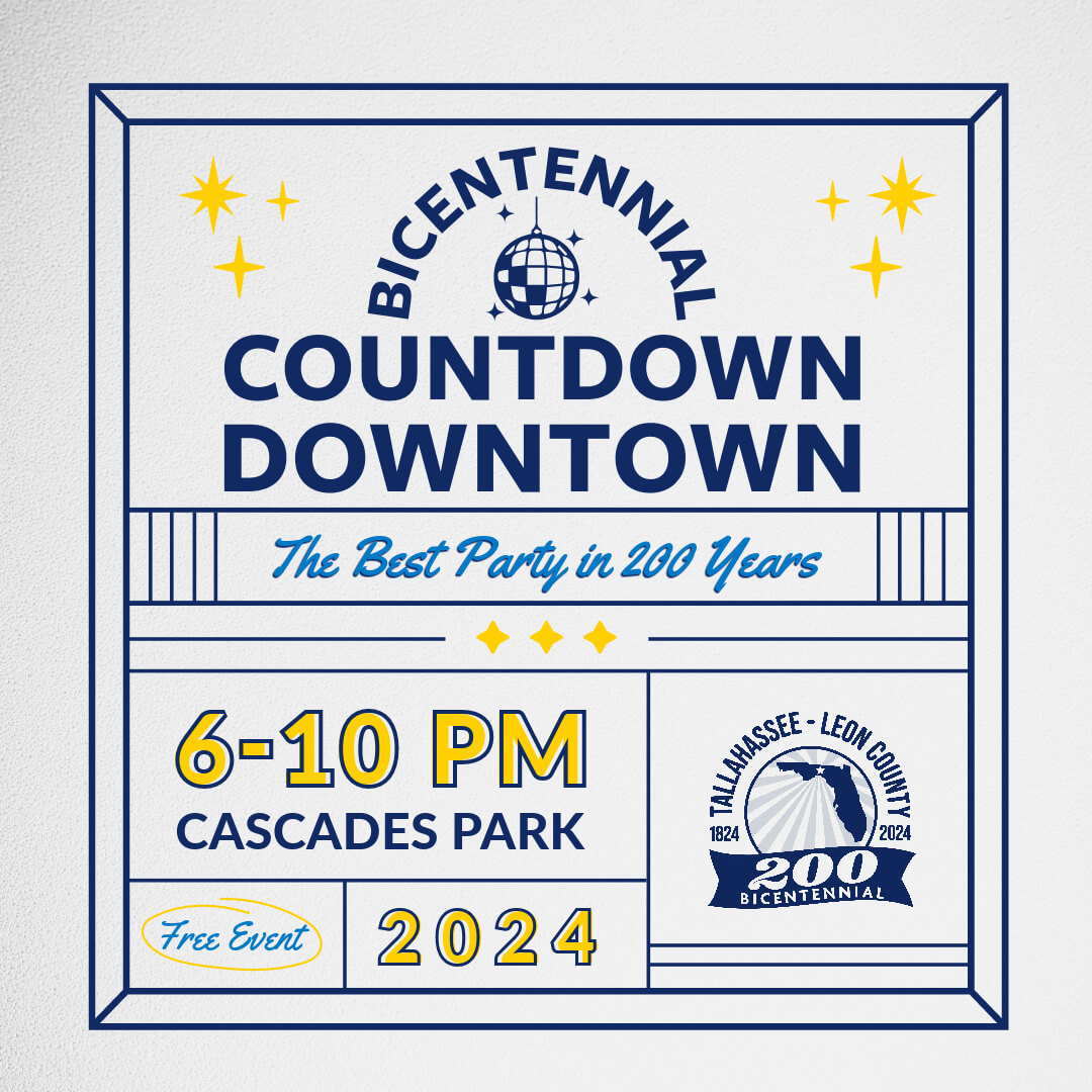 Bicentenial countdown downtown promotional graphic. 